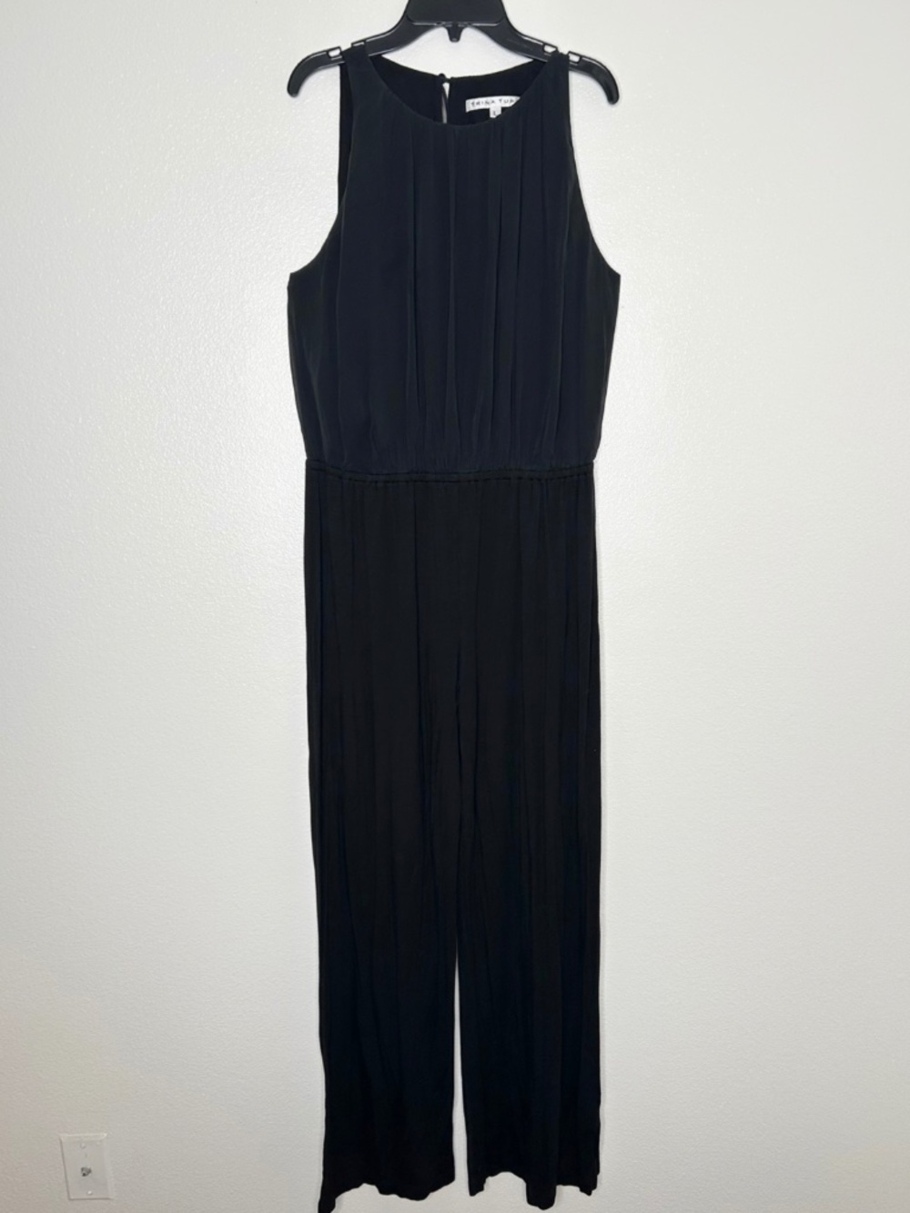 Trina Turk Womens Black Silk Blend Wide Leg Sleeveless Jumpsuit Size L